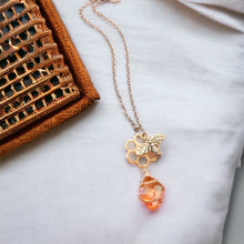 Load image into Gallery viewer, Beautiful Beehive Necklace with Crystal Pendant