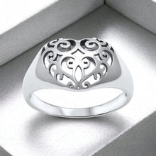 Load image into Gallery viewer, Fancy Design Heart .925 Sterling Silver Ring
