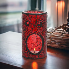 Load image into Gallery viewer, Red Pillar Crackle Glass Wax Warmer