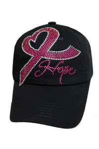 Cancer Heart Hope Rhinestone Cap