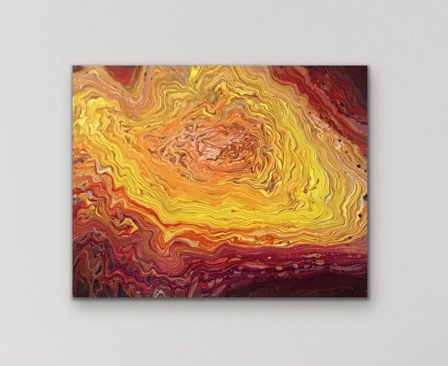 The Fire Within Acrylic Abstract Art Pour Painting.