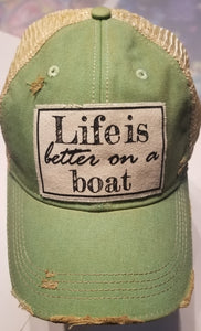 Life Is Better on a Boat Distressed Unisex Trucker Hat