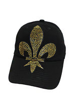 Load image into Gallery viewer, Black and Gold Fleur De Lis Baseball Cap