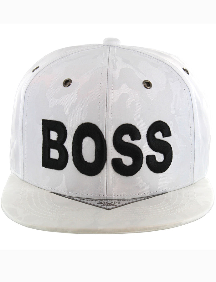 White Boss Embroidery Camo Baseball Cap