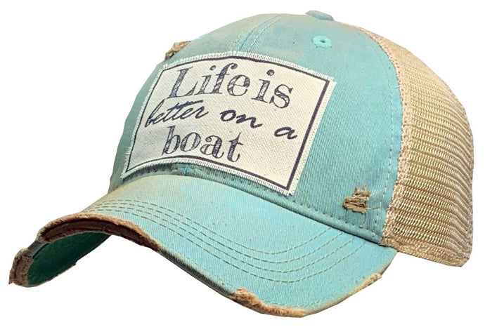 Life Is Better On a Boat Distressed Unisex Trucker Hat