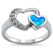 Load image into Gallery viewer, Blue Opal Heart 925 Sterling Silver Ring