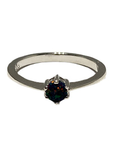 Lab Created Black Opal Sterling Silver Ring size 6