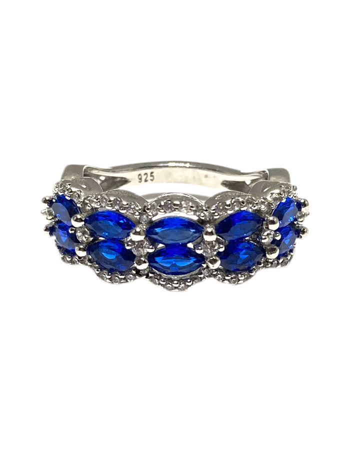 Sapphire Blue CZ Sterling Silver Ring size 6