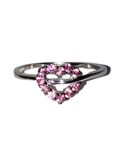 Load image into Gallery viewer, 925 Sterling Silver Heart Shape Ruby CZ Ring.