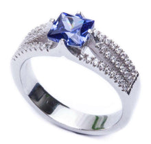 Load image into Gallery viewer, Tanzanite &amp; CZ Sterling Silver Ring size 5