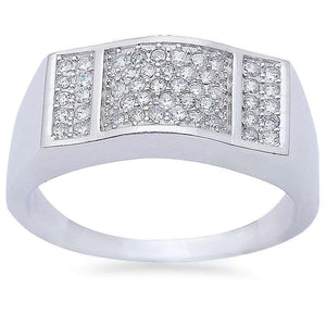 Men's 1ct Pave Cz Fashion Engagement .925 Sterling Silver Ring