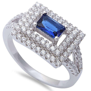 Blue Sapphire & CZ Fashion .925 Sterling Silver