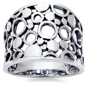 Hollow & Solid Circle Design Sterling Silver Ring