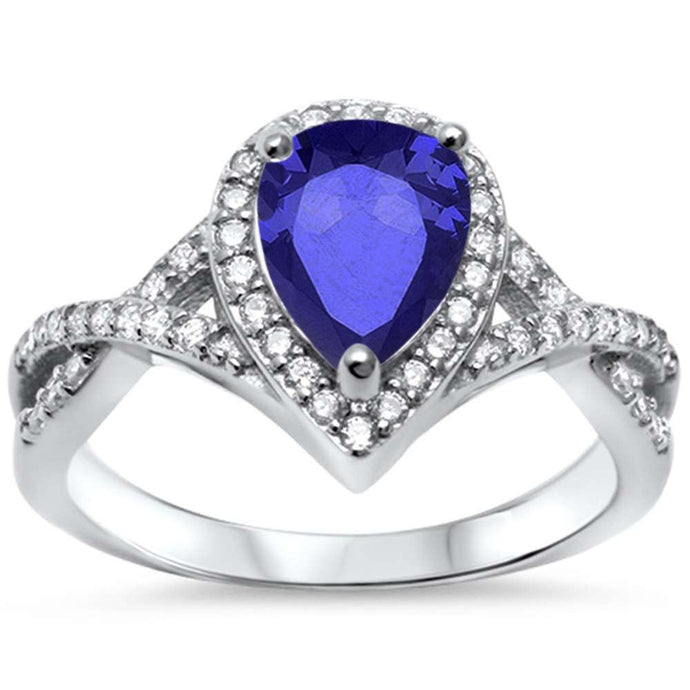 Pear Tanzanite Solitaire Engagement .925 Sterling Silver Ring size 6
