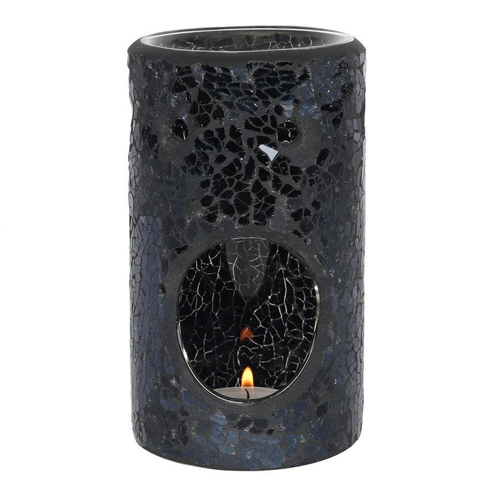 Black Crackle Glass Pillar Wax Warmer