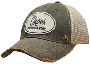 Chaos Coordinator Black Distressed Unisex Trucker Hat