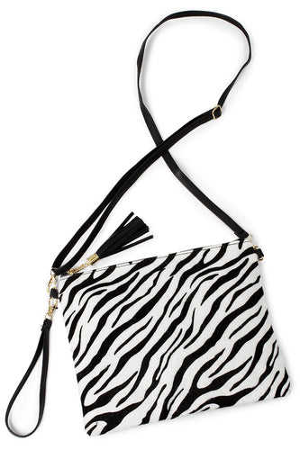 Exotic Zebra Crossbody Clutch Bag