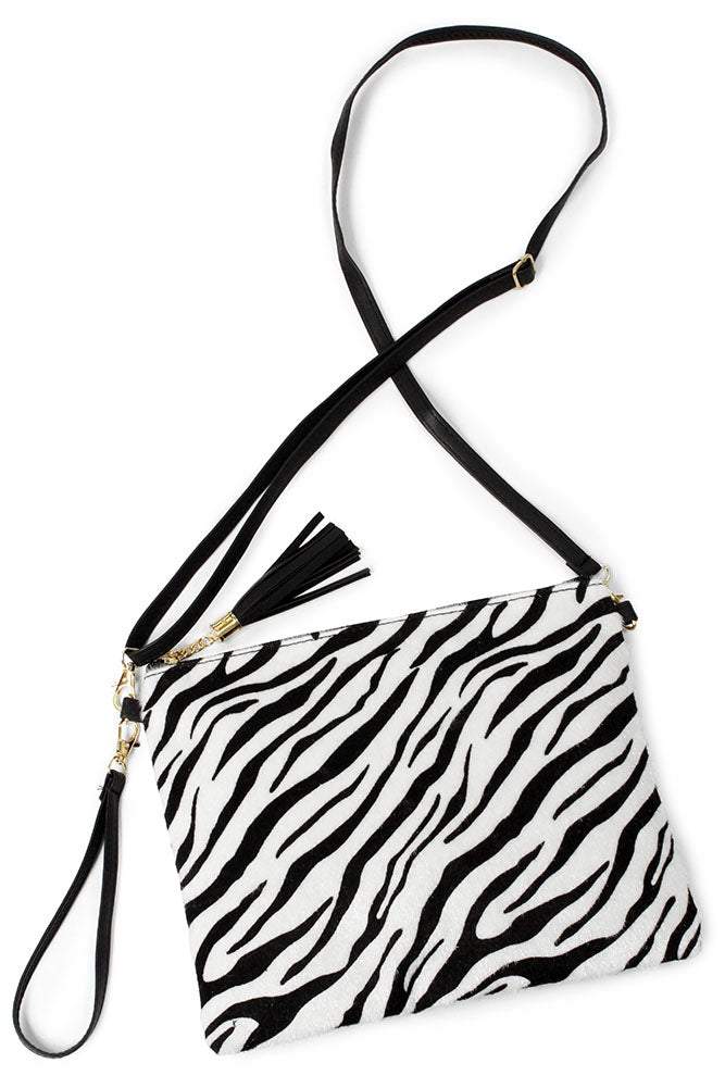 Exotic Zebra Crossbody Clutch Bag