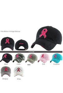 Cancer Awareness Distressed Baseball Cap