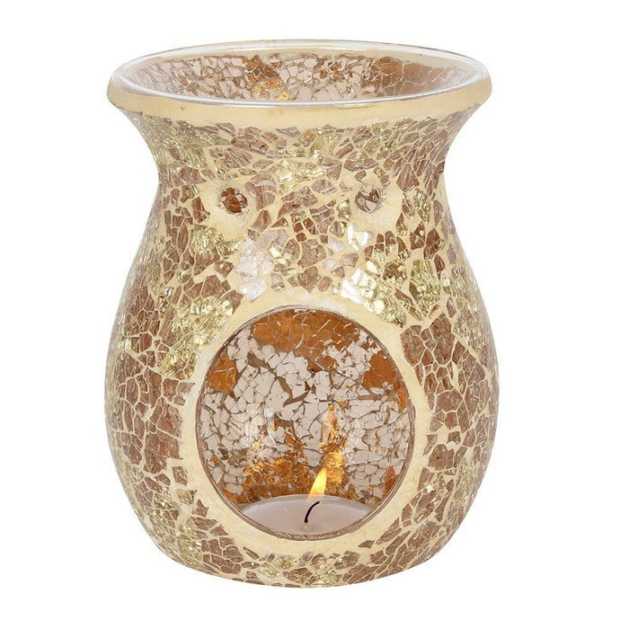 Large Gold Crackle Glass Wax Warmer