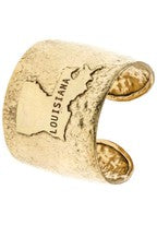Load image into Gallery viewer, Louisiana Hammered State Accent Cuff Bracelet.