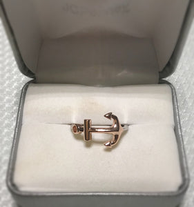 925 Sterling Silver Two - Tone Anchor Ring - Size 8.