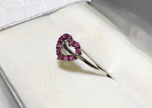 Load image into Gallery viewer, 925 Sterling Silver Heart Shape Ruby CZ Ring.